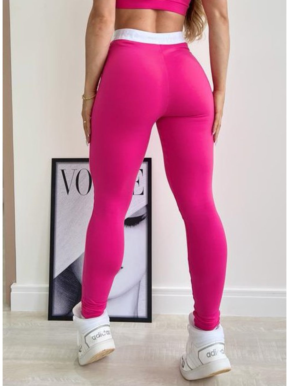 Conjunto Legging Elastico Rosa e Branco