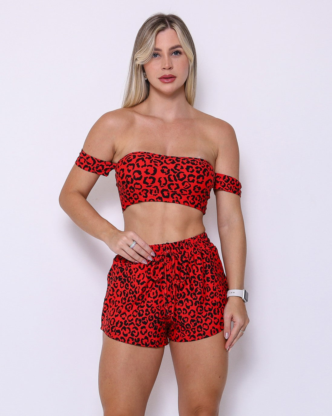 Conjunto Short Básico Light Onça Colors + Top Ciganinha