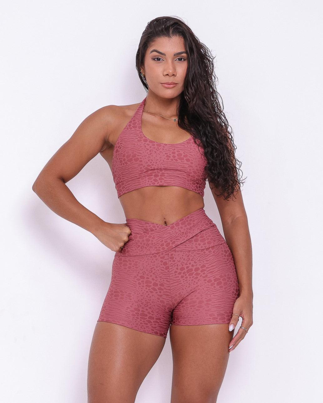 Conjunto Short Básico Jacquard Feline Cós Cruzado + Top Jhully