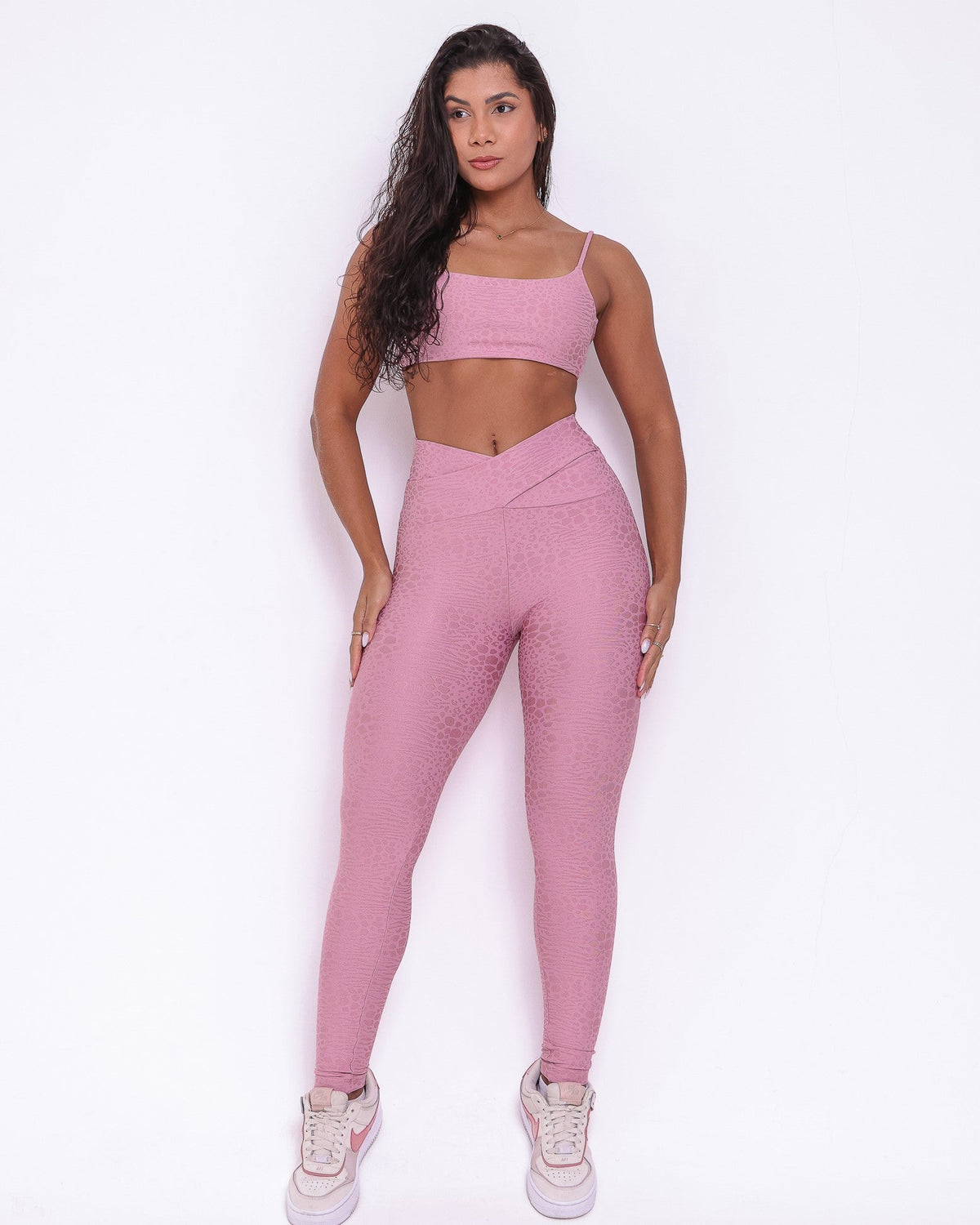 Conjunto Legging Básico Cós Cruzado Feline + Top Ju