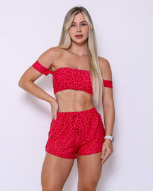 Conjunto Short Básico Light Onça Colors + Top Ciganinha