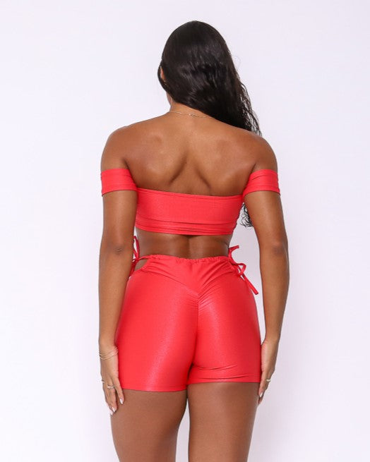 Conjunto Short Empina Bumbum Ajuste Compressão + Top Ciganinha