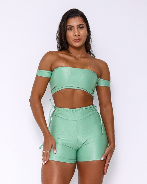 Conjunto Short Empina Bumbum Ajuste Compressão + Top Ciganinha