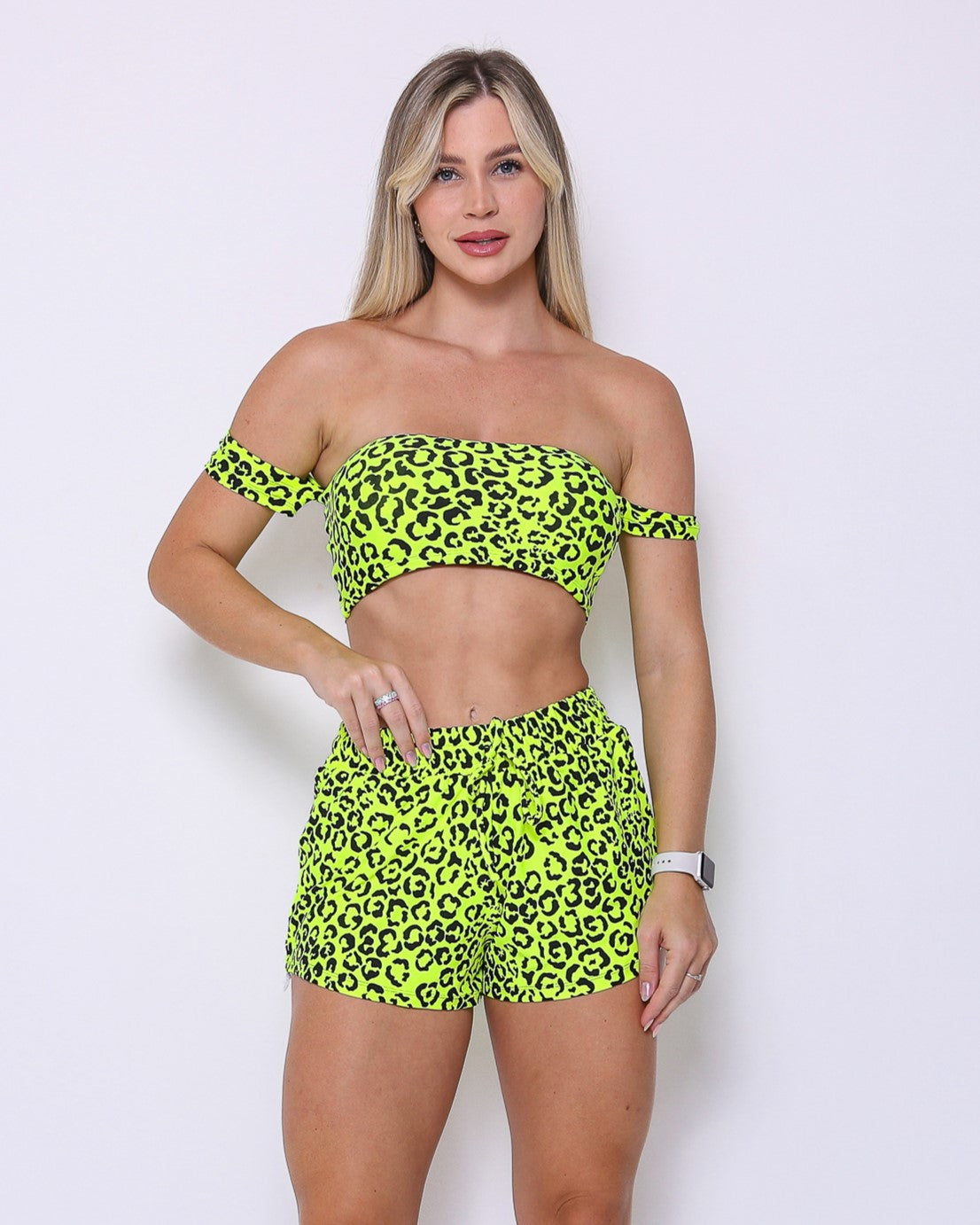 Conjunto Short Básico Light Onça Colors + Top Ciganinha