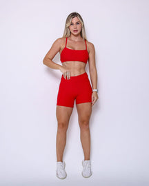 Conjunto Short Básico Textura Tulipa + Top Ju