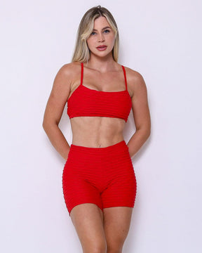 Conjunto Short Básico Textura Tulipa + Top Ju